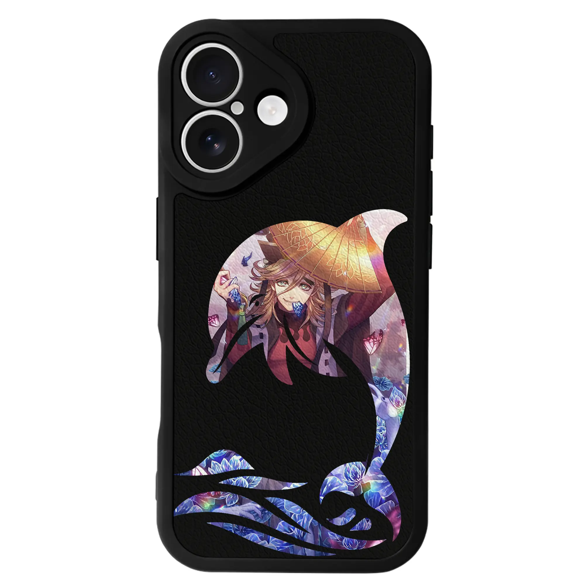 鬼滅の刃 グッズ,童磨 - IPhone 16シリーズ対応 ・ シリコンスマホケース ・ レザー調 ・ 高精度フィット ・ 耐衝撃 ・ ワイヤレス充電対応 ・ 精密カット